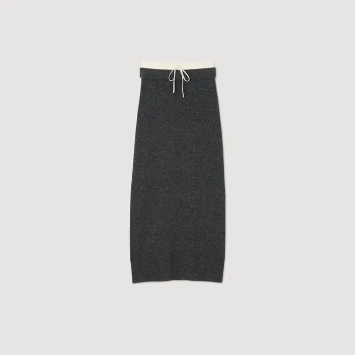 Skirts Women SANDRO Long Double Waistband Skirt Dark Grey
