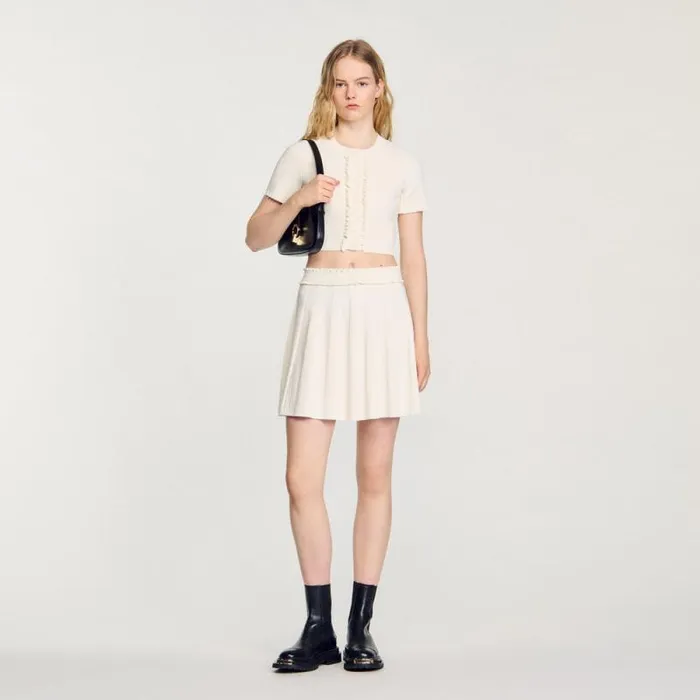 Skirts Women SANDRO Pointelle Knit Skirt Ecru