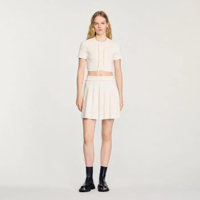Skirts Women SANDRO Pointelle Knit Skirt Ecru
