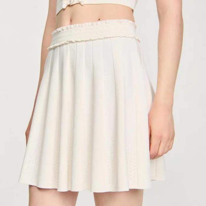 Skirts Women SANDRO Pointelle Knit Skirt Ecru