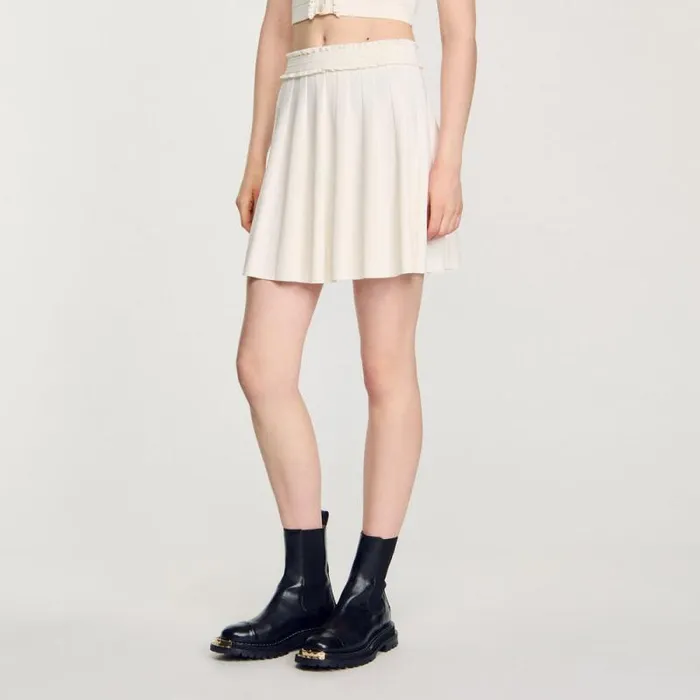 Skirts Women SANDRO Pointelle Knit Skirt Ecru