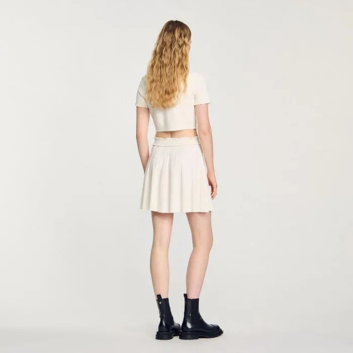 Skirts Women SANDRO Pointelle Knit Skirt Ecru