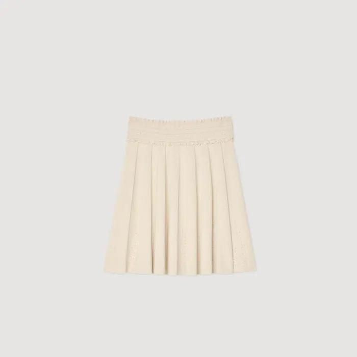 Skirts Women SANDRO Pointelle Knit Skirt Ecru
