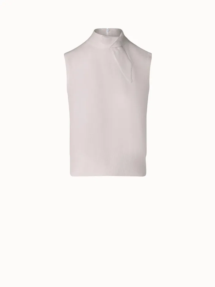 Sleeveless 100 Cashmere Knit Top With Knot Beige Women Akris Knitwear