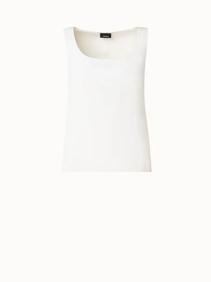Sleeveless Silk Georgette Top Ivory Women Akris Blouses