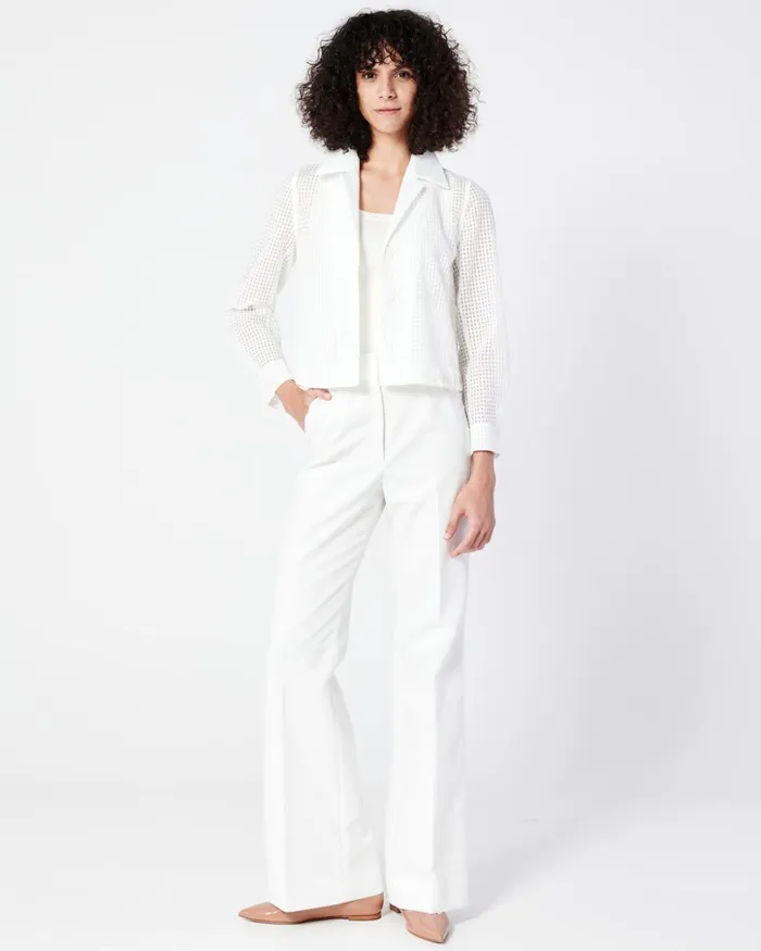 Sleeveless Silk Georgette Top Ivory Women Akris Blouses
