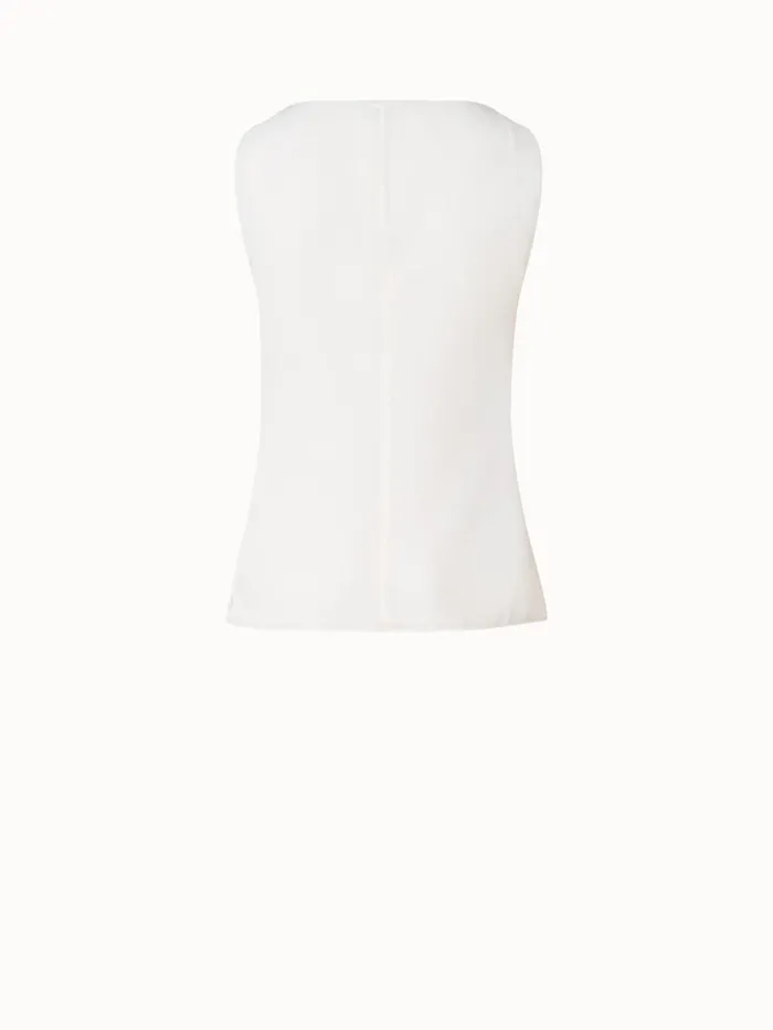 Sleeveless Silk Georgette Top Ivory Women Akris Blouses