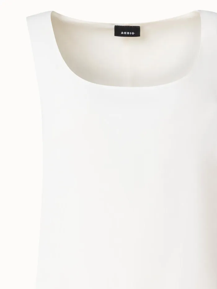 Sleeveless Silk Georgette Top Ivory Women Akris Blouses