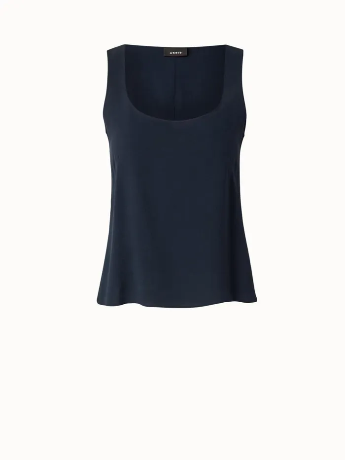 Sleeveless Silk Georgette Top Navy Women Akris Blouses