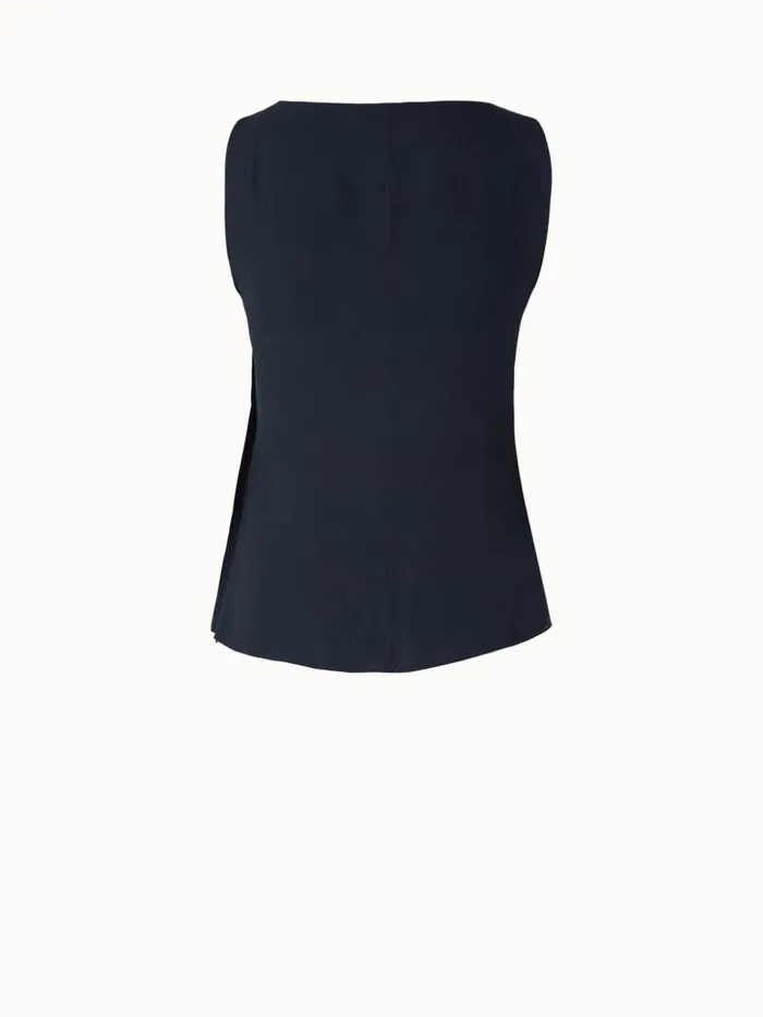 Sleeveless Silk Georgette Top Navy Women Akris Blouses