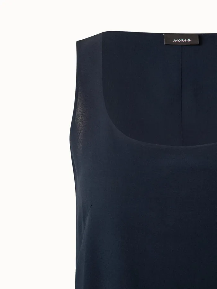 Sleeveless Silk Georgette Top Navy Women Akris Blouses