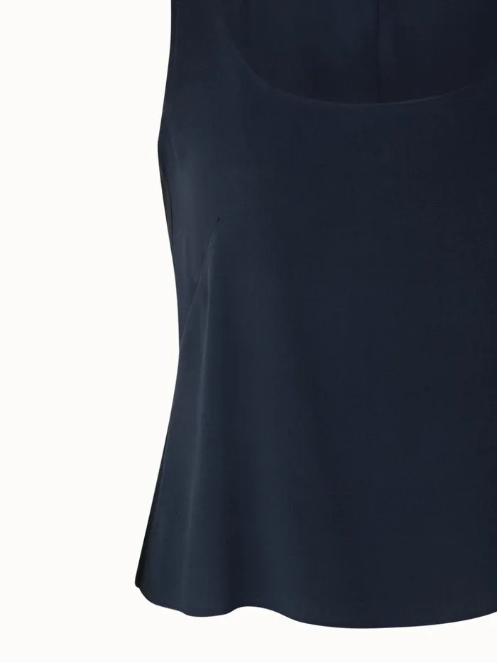 Sleeveless Silk Georgette Top Navy Women Akris Blouses