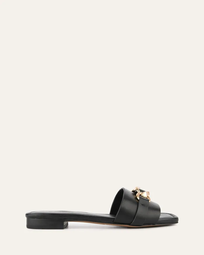SLIDES jomercer Women Pablo flat slide black leather