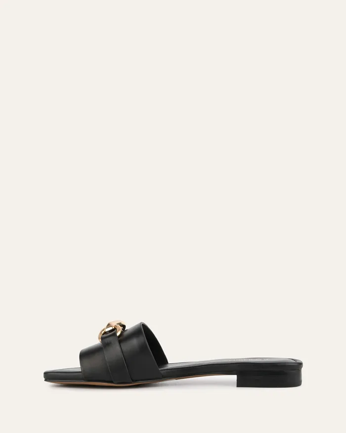 SLIDES jomercer Women Pablo flat slide black leather