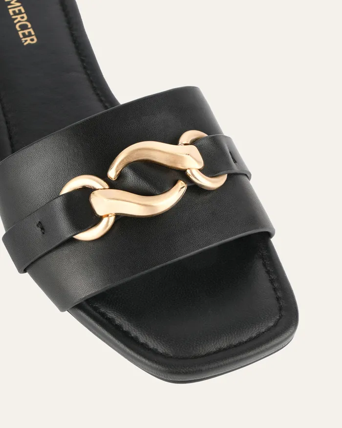 SLIDES jomercer Women Pablo flat slide black leather