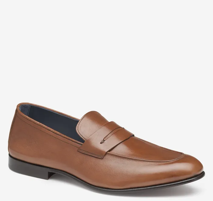 SlipOns and Loafers Johnston and Murphy Men Taylor Penny Loafer Tan Italian Calfskin