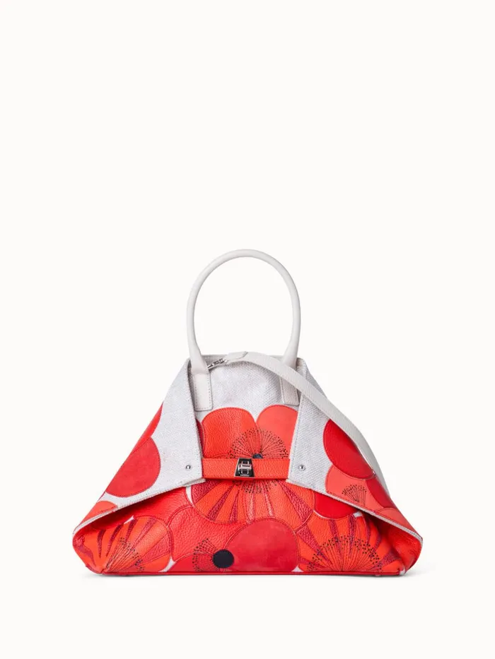 Small Ai Messenger Bag In Poppies On Canvas Patchwork Multicolor Women Akris Top Handle Bags Small Ai Messenger Bag In Poppies On Canvas Patchwork Multicolor Women Akris Top Handle Bags