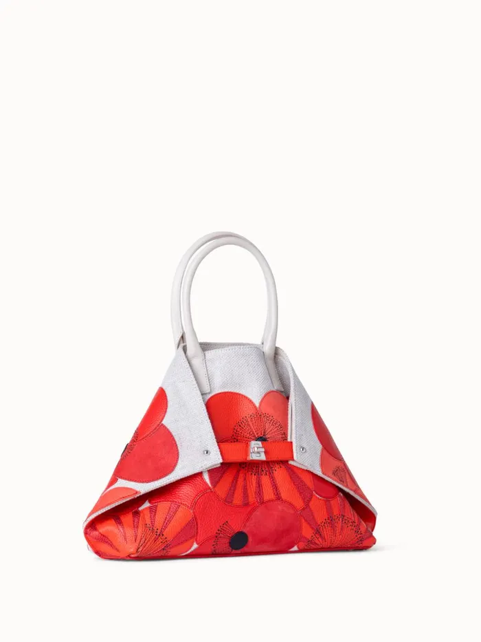 Small Ai Messenger Bag In Poppies On Canvas Patchwork Multicolor Women Akris Top Handle Bags