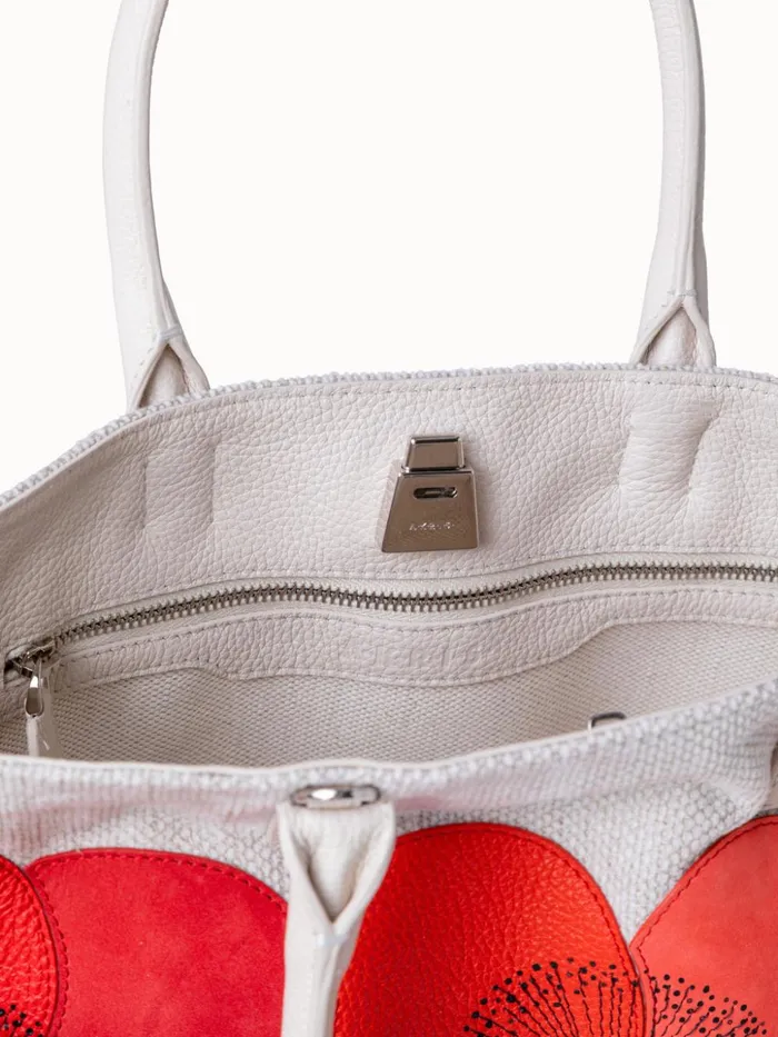 Small Ai Messenger Bag In Poppies On Canvas Patchwork Multicolor Women Akris Top Handle Bags