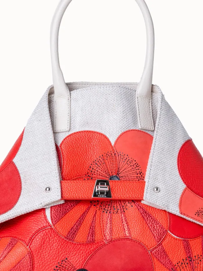 Small Ai Messenger Bag In Poppies On Canvas Patchwork Multicolor Women Akris Top Handle Bags