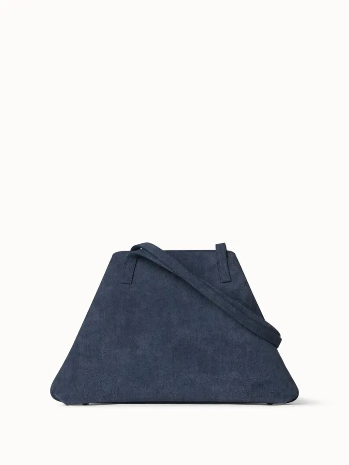 Small Ai Shoulder Bag In Suede Leather With Denim Look Indigo Women Akris Shoulder Bags