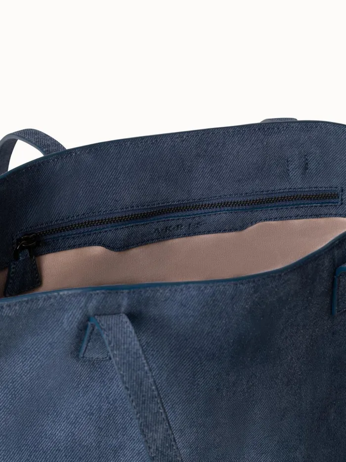 Small Ai Shoulder Bag In Suede Leather With Denim Look Indigo Women Akris Shoulder Bags