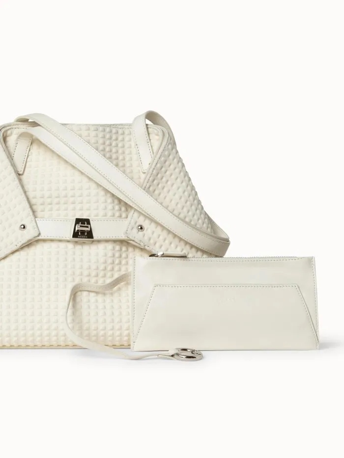 Small Ai Shoulder Bag In Techno Trapezoid Fabric White Women Akris Shoulder Bags