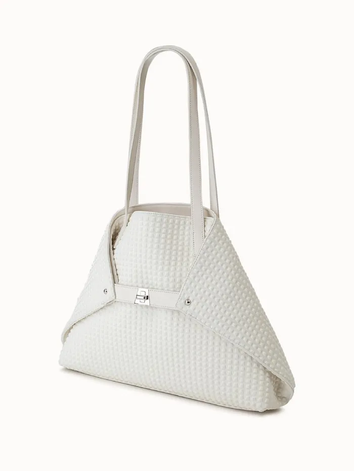 Small Ai Shoulder Bag In Techno Trapezoid Fabric White Women Akris Shoulder Bags