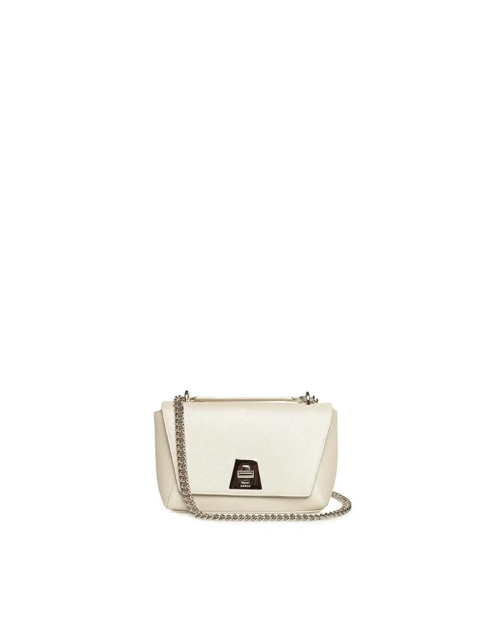 Small Anouk Day Bag In Cervocalf Leather Stucco Metallic Women Akris Crossbody Bags