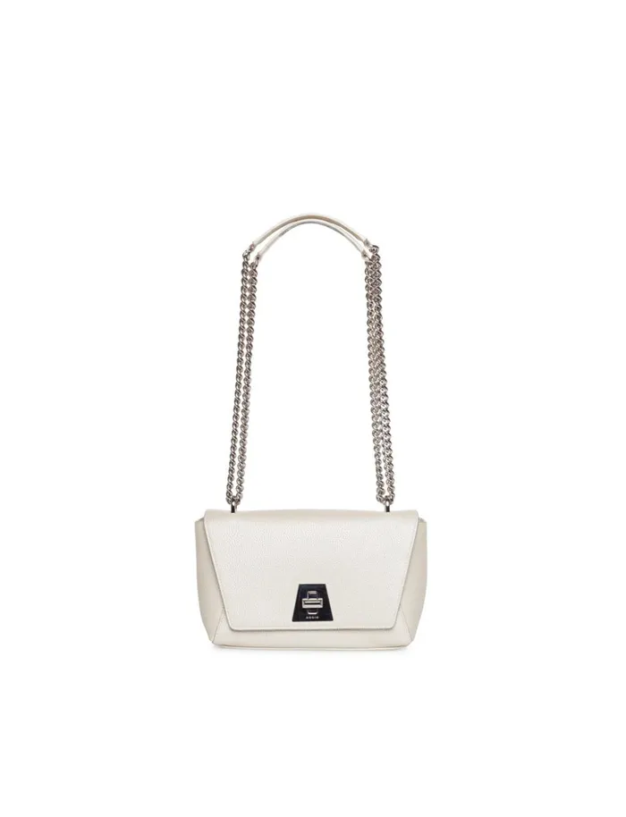 Small Anouk Day Bag In Cervocalf Leather Stucco Metallic Women Akris Crossbody Bags