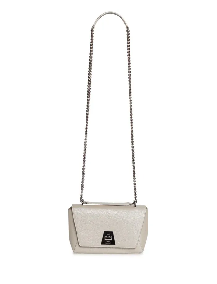 Small Anouk Day Bag In Cervocalf Leather Stucco Metallic Women Akris Crossbody Bags