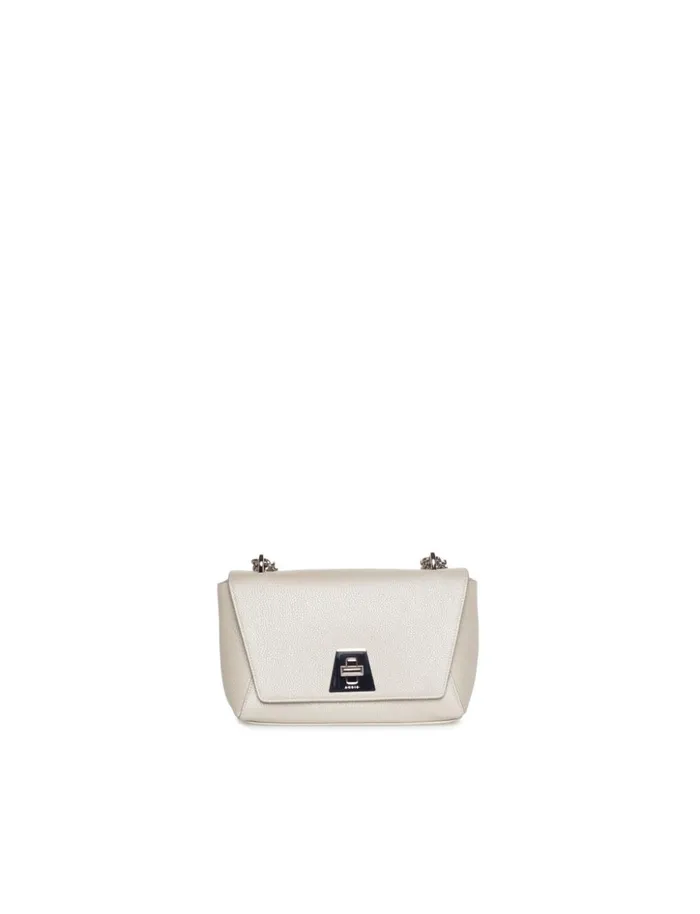 Small Anouk Day Bag In Cervocalf Leather Stucco Metallic Women Akris Crossbody Bags