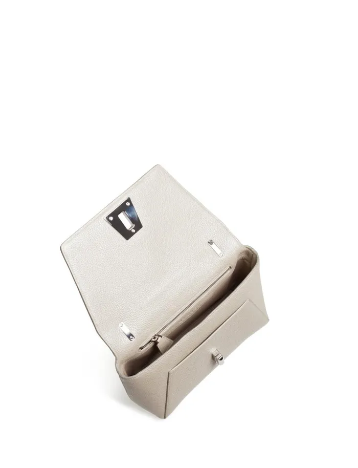 Small Anouk Day Bag In Cervocalf Leather Stucco Metallic Women Akris Crossbody Bags
