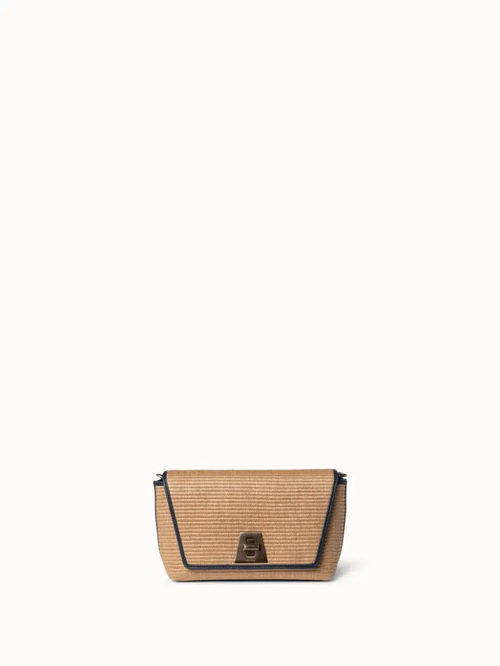 Small Anouk Day Bag In Raffia Camelmarine Women Akris Crossbody Bags