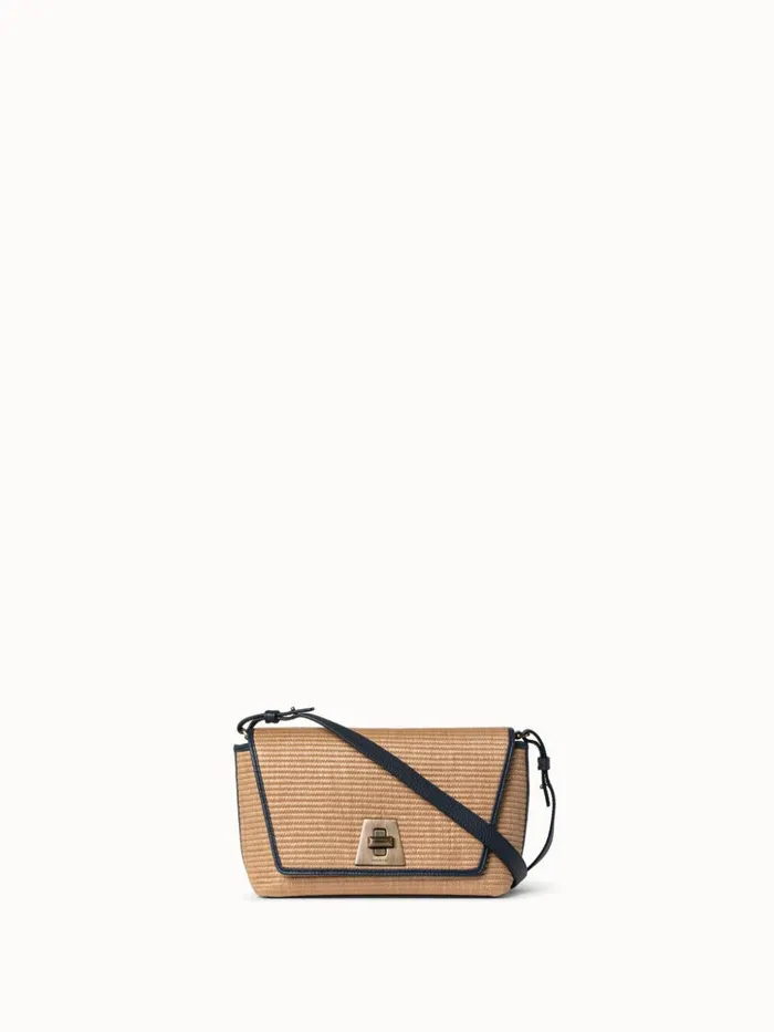 Small Anouk Day Bag In Raffia Camelmarine Women Akris Crossbody Bags