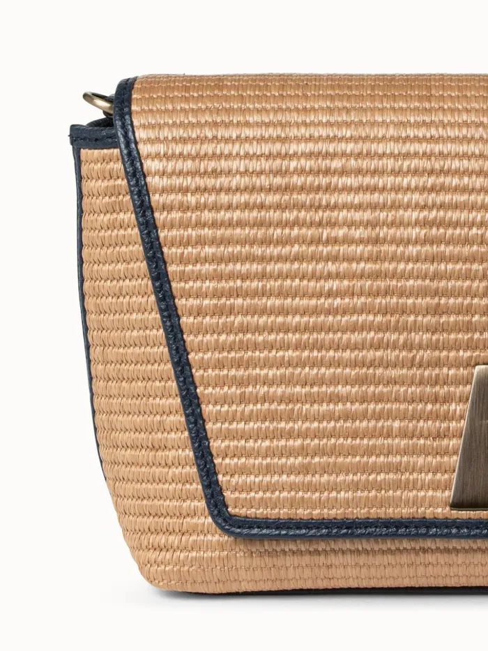 Small Anouk Day Bag In Raffia Camelmarine Women Akris Crossbody Bags