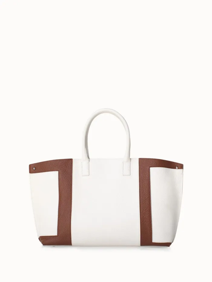Small Messenger Bag In Leather Intarsien Whitecaramel Women Akris Tote Bags