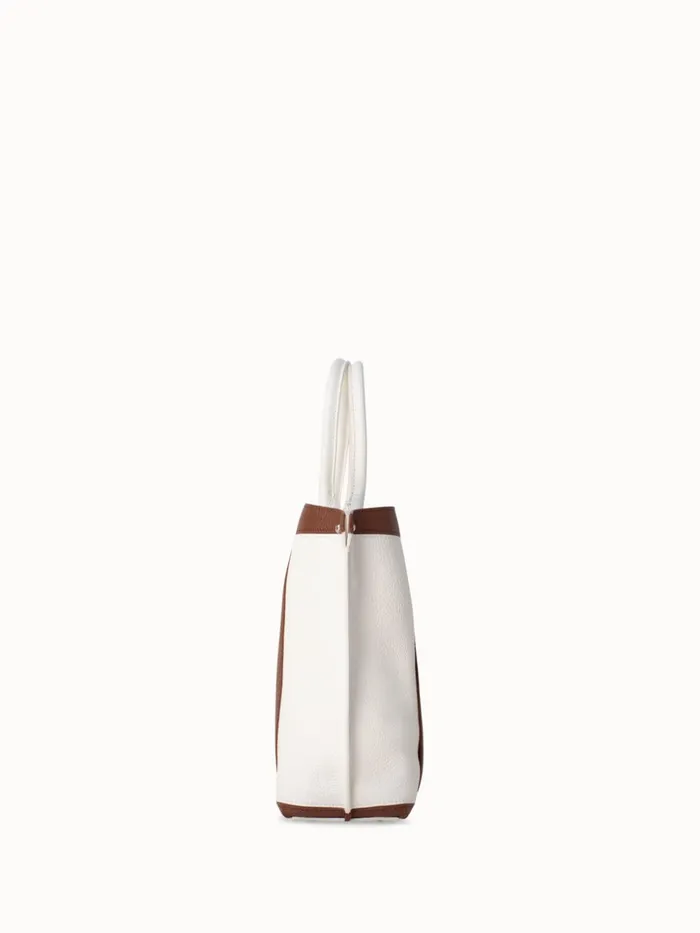 Small Messenger Bag In Leather Intarsien Whitecaramel Women Akris Tote Bags