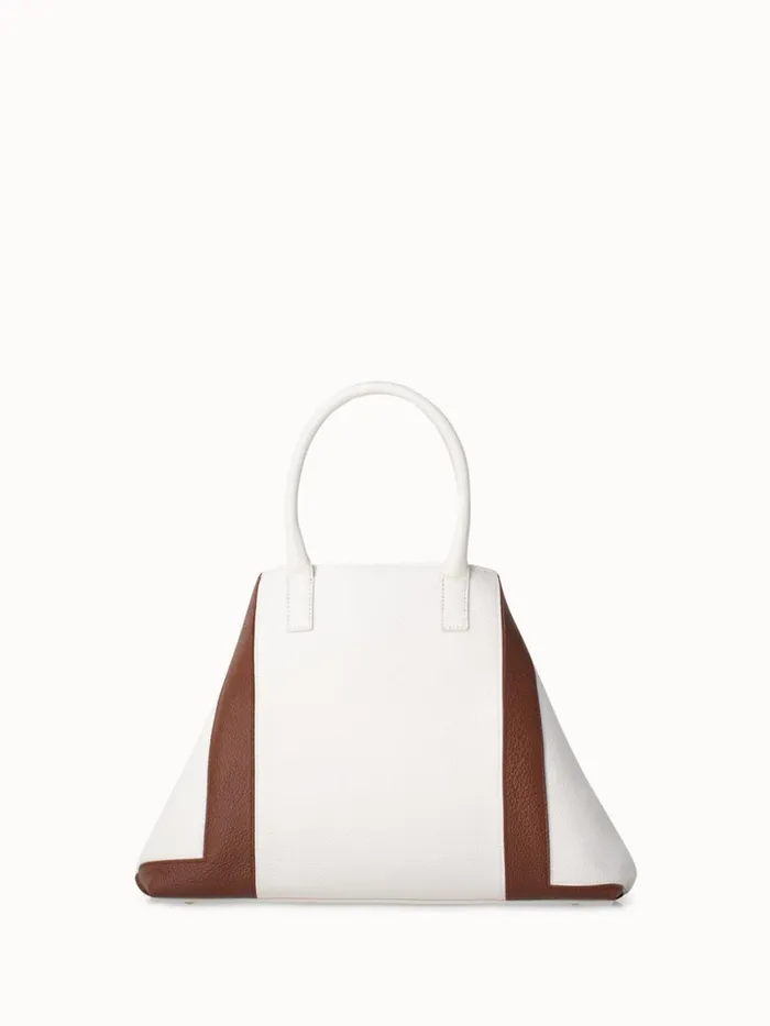 Small Messenger Bag In Leather Intarsien Whitecaramel Women Akris Tote Bags