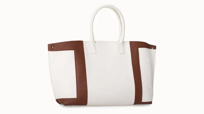 Small Messenger Bag In Leather Intarsien Whitecaramel Women Akris Tote Bags