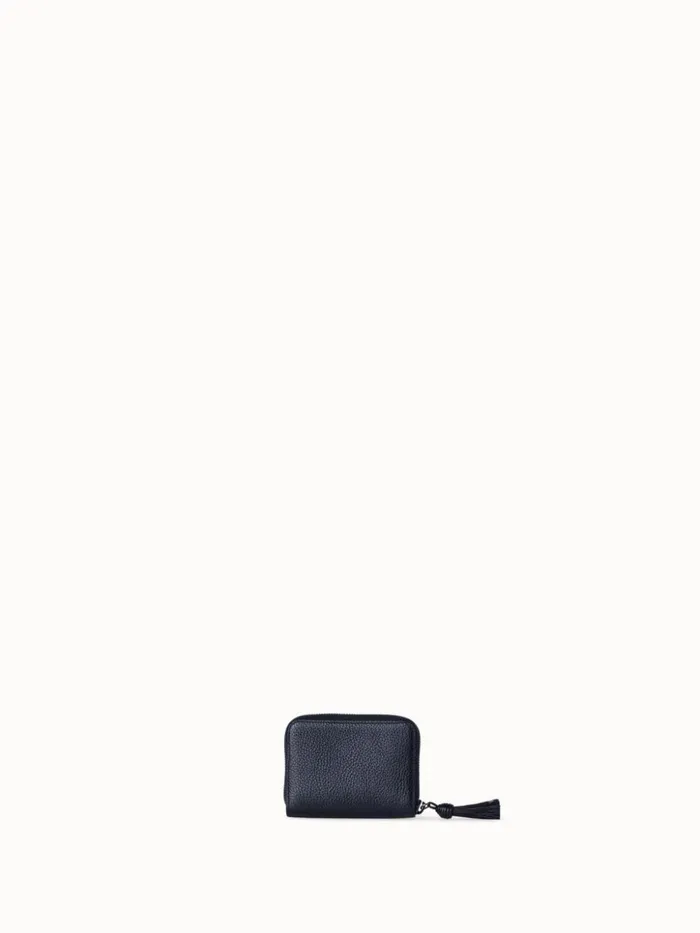 Small Zip Around Wallet In Leather Black Women Akris Wallets