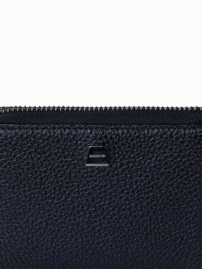 Small Zip Around Wallet In Leather Black Women Akris Wallets