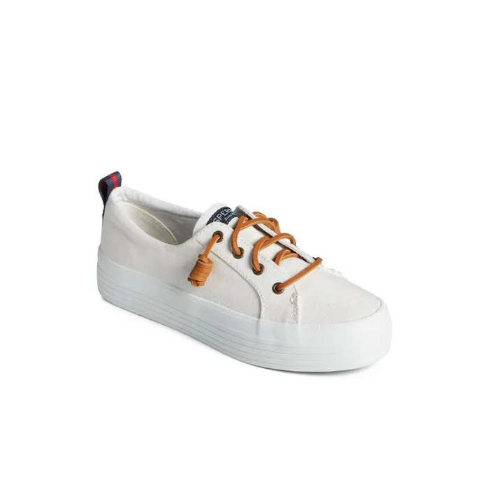 Sneakers Women Sperry Crest Triple Sneaker White Textile Canvas