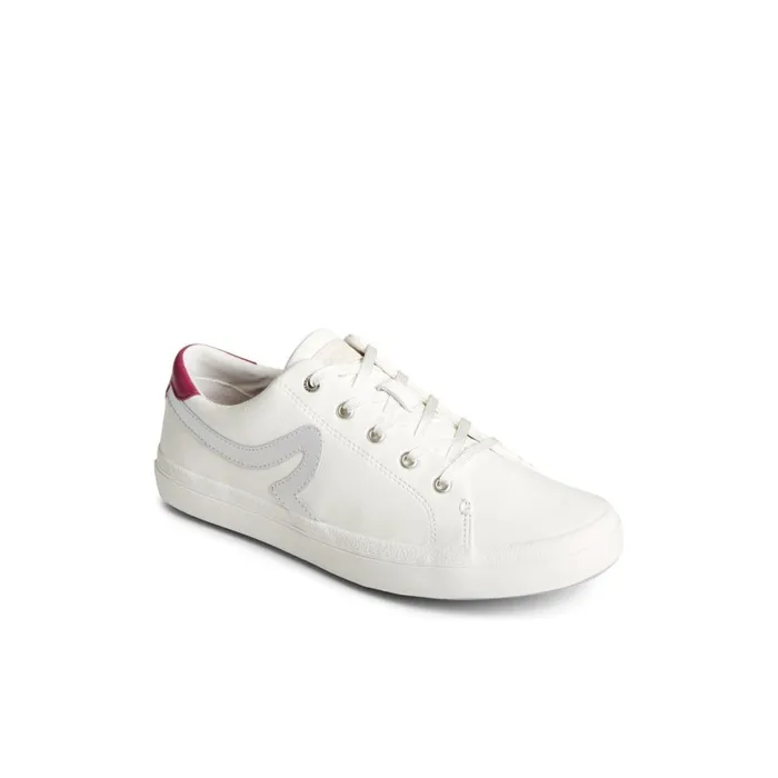 Sneakers Women Sperry Sandy Leather Metallic Sneaker White Leather Satin