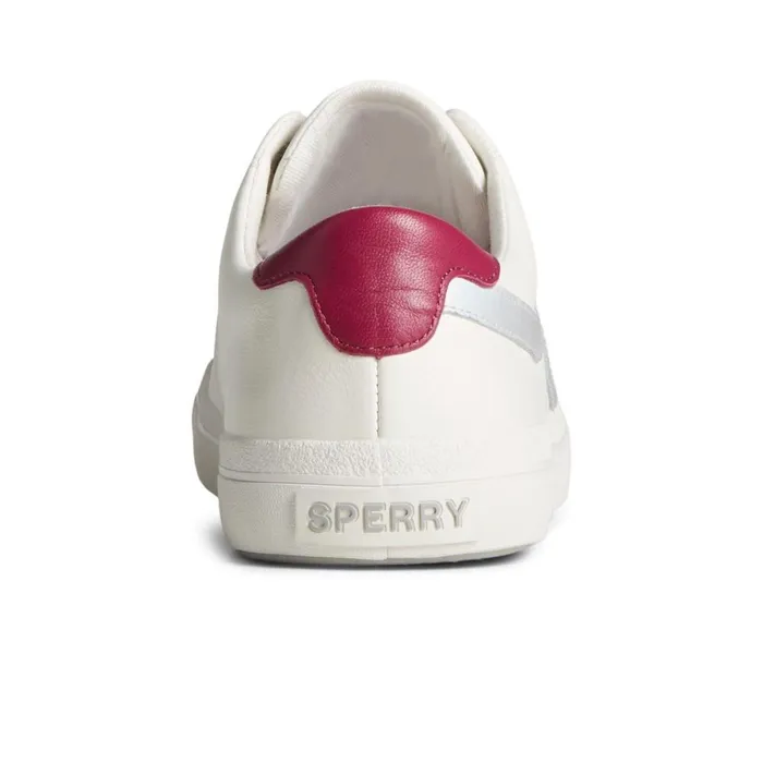 Sneakers Women Sperry Sandy Leather Metallic Sneaker White Leather Satin