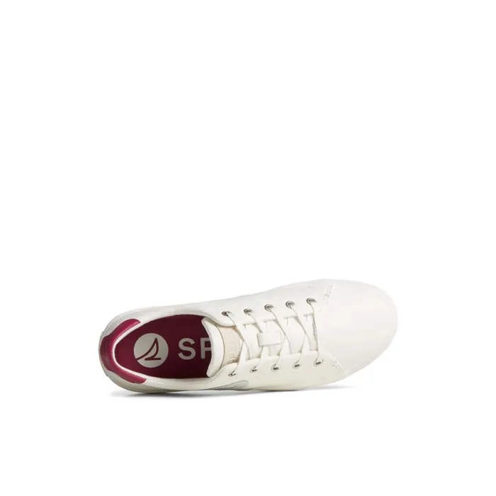 Sneakers Women Sperry Sandy Leather Metallic Sneaker White Leather Satin