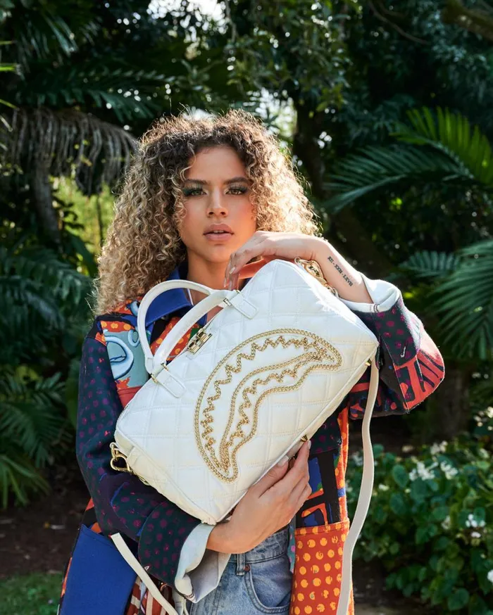 SPRAYGROUND Duffles RIVIERA LE BLANC GOLD CHAIN SHARK MINI DUFFLE 8211 Universal SPRAYGROUND Duffles RIVIERA LE BLANC GOLD CHAIN SHARK MINI DUFFLE 8211 Universal