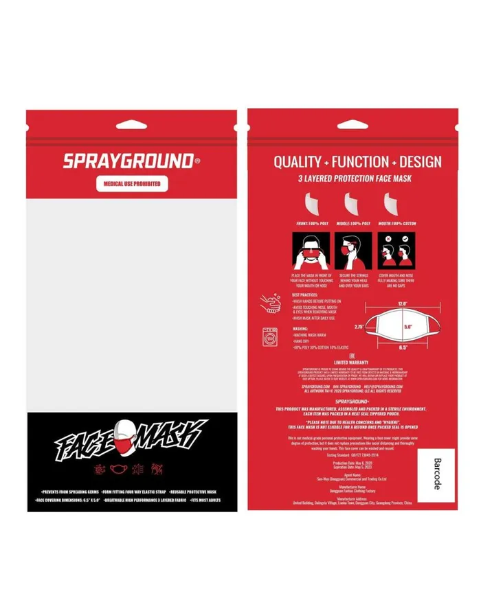 SPRAYGROUND Face Masks SHARKS IN PARIS WHITE FORMFITTING MASK 8211 Universal SPRAYGROUND Face Masks SHARKS IN PARIS WHITE FORMFITTING MASK 8211 Universal