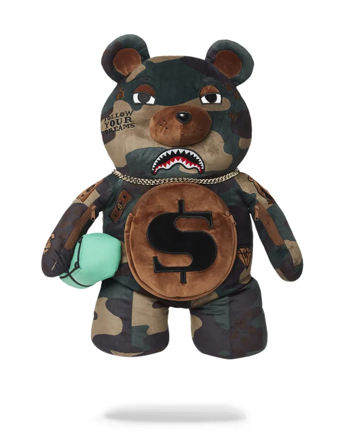 SPRAYGROUND Teddy Bear Backpacks CAMOCHECK MONEYBEAR TEDDYBEAR BACKPACK 8211 Universal