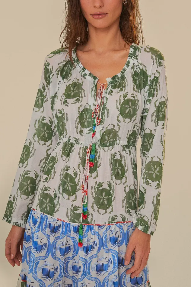 Stamp Mix Long Sleeve Maxi Dress Women Farm Rio Maxi Dresses